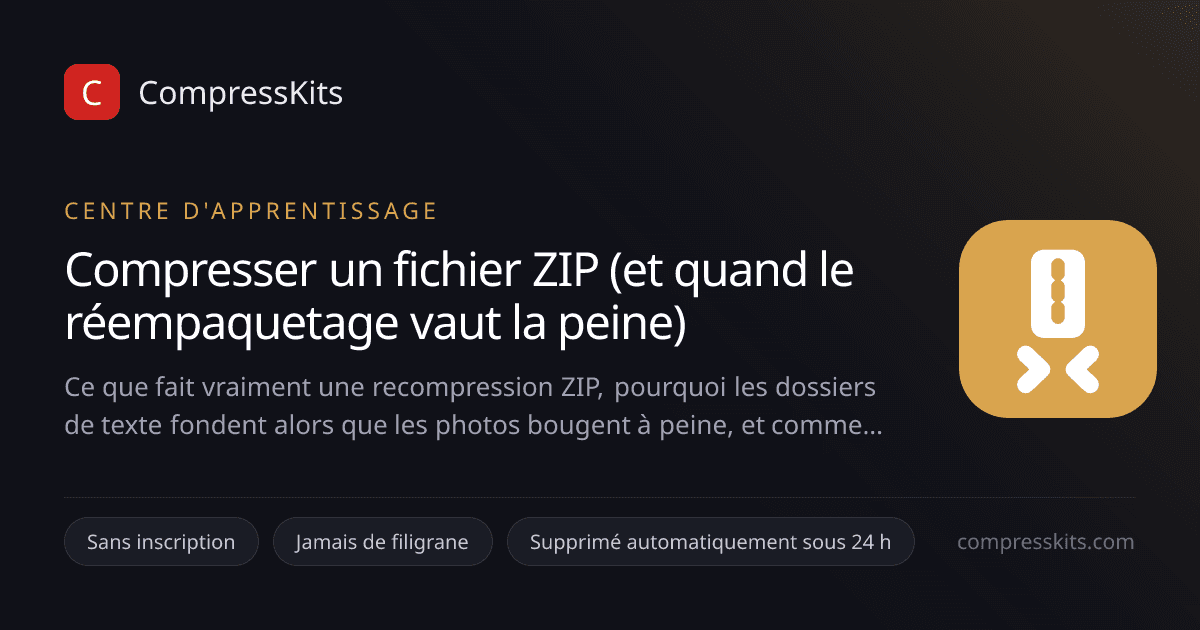 Compresser un fichier ZIP (et quand le réempaquetage vaut la peine)
