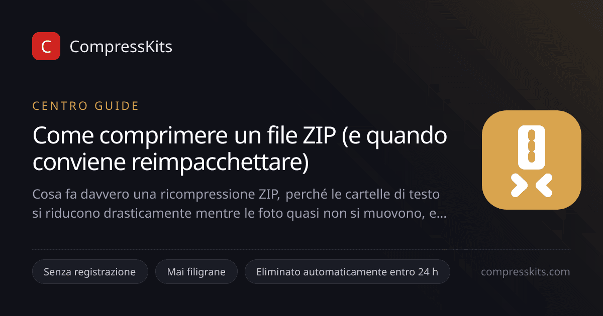 Come comprimere un file ZIP (e quando conviene reimpacchettare)