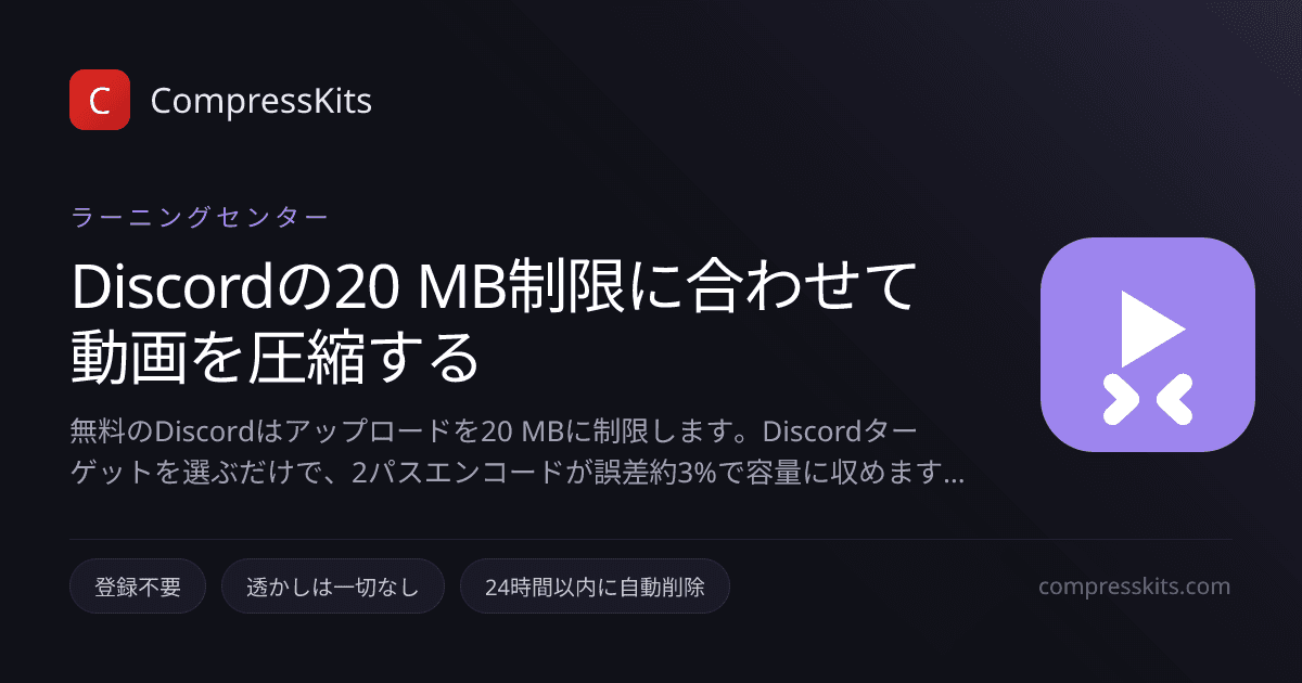Discordの20 MB制限に合わせて動画を圧縮する