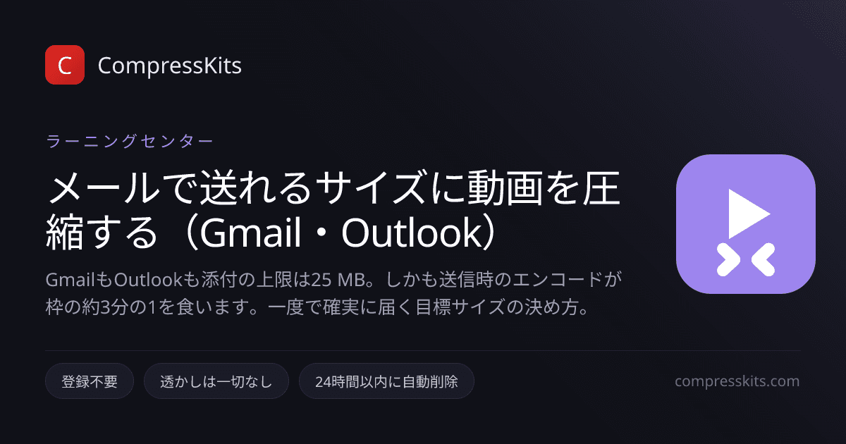 メールで送れるサイズに動画を圧縮する（Gmail・Outlook）