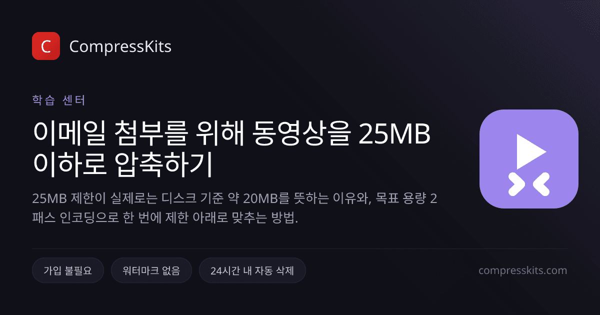 이메일 첨부를 위해 동영상을 25MB 이하로 압축하기