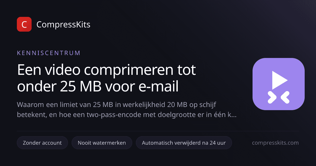 Een video comprimeren tot onder 25 MB voor e-mail