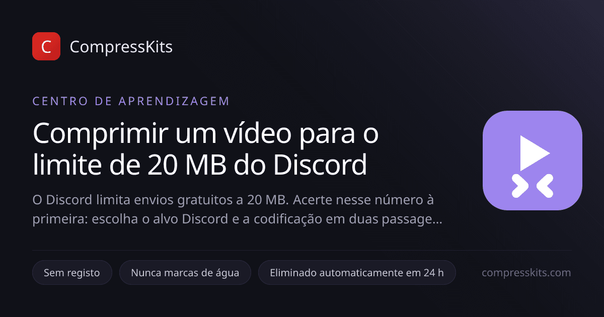 Comprimir um vídeo para o limite de 20 MB do Discord