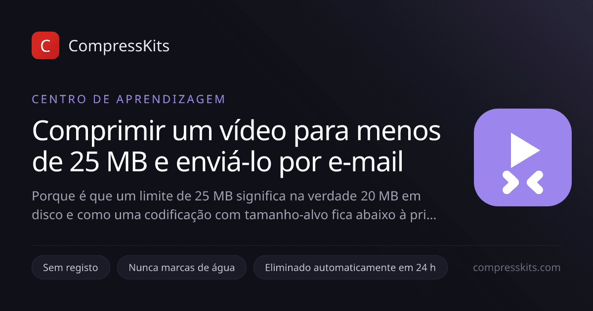 Comprimir um vídeo para menos de 25 MB e enviá-lo por e-mail